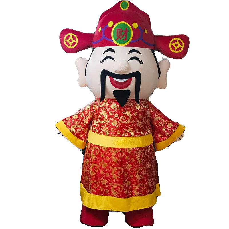 Inflatable God of Wealth Mascot Costume Cartoon Character Outfit Attractive Suit Birthday Gift Carnival Party Events No Battery