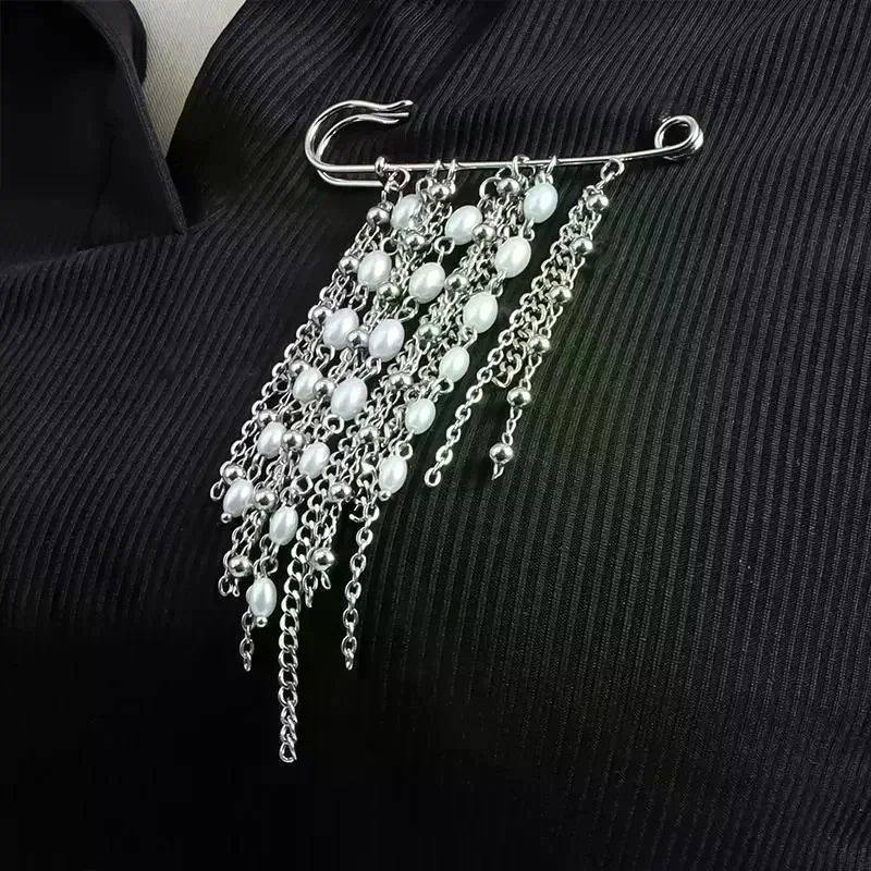 Elegant Pearl Chain Tassel Brooch Fashion Women Clothing Decor Accessories Jewelry Pin Pants Waist Adjust Pins Bag Pendant Gifts