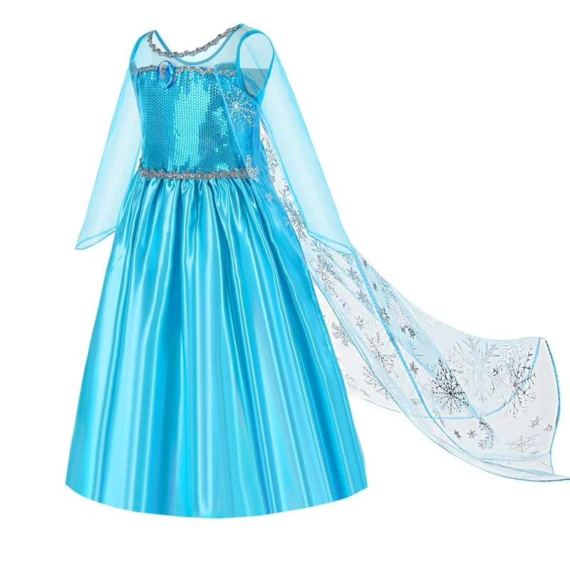 فساتين أميرات ديزني إلسا بأكمام طويلة فستان بناتي للأطفال أزياء ملكة الثلج المجمدة كرنفال فساتين حفلات أعياد الميلاد