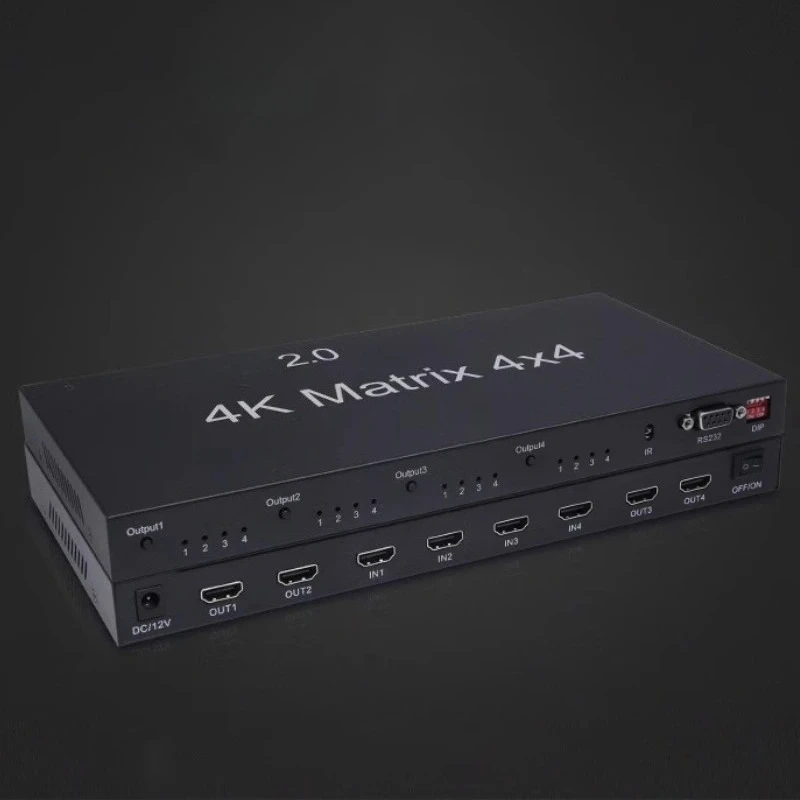 4K 60Hz True HD Matrix 4x4 4 Inputs and 4 Outputs HD Matrix Switch Splitter Video Converter with RS232 / EDID