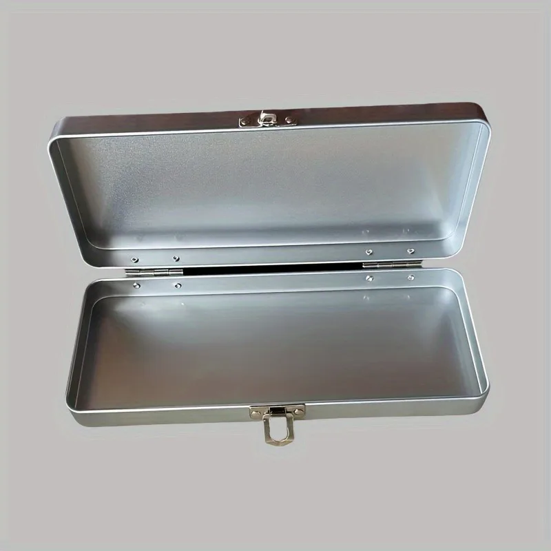 Classic Metal Storage Box with Lid - Durable Flip Top Rectangular Organizer for Bills, Cosmetics, And Stationery