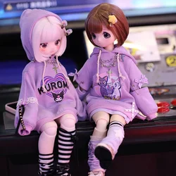 1/4 1/5 1/6 BJD Doll Clothes For BJD Doll Accessories MSD MDD Purple Hoodie Socks Necklace Doll Dress Up Gift Diy Clothes