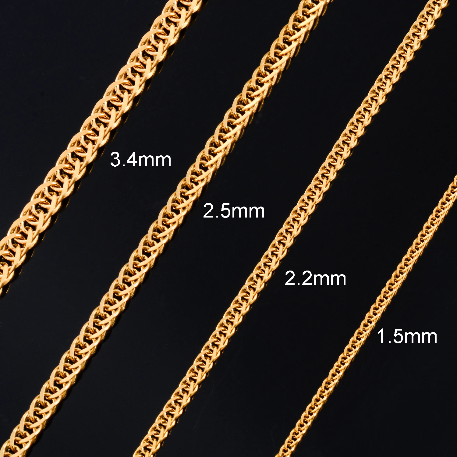 Hip hop 1.5mm/2.2mm/2.5mm/3.4mm Stainless Steel Weave Cuban Link Chain Necklace for Men Women Silver/Gold color 14 to 30 Inches