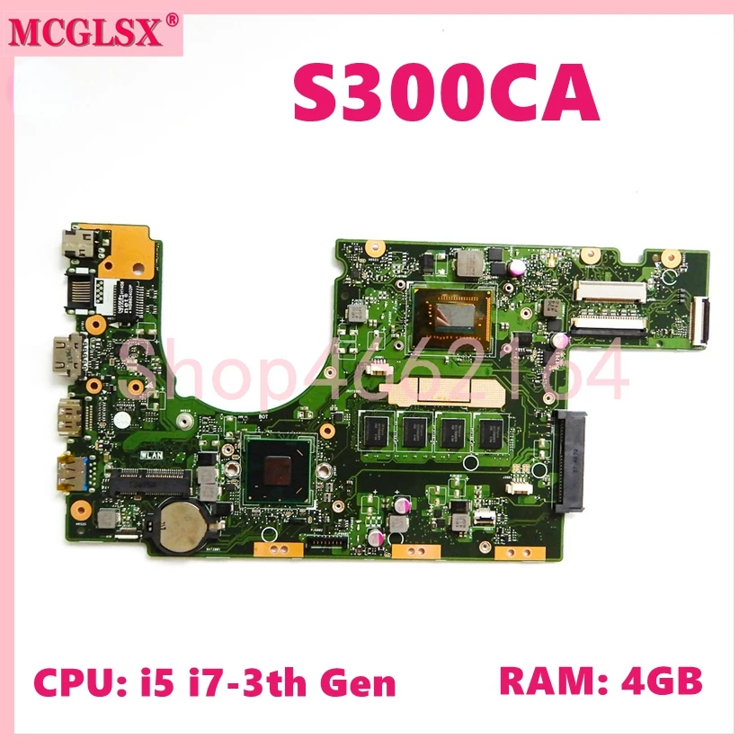 

S300CA With i5 i7-3th Gen CPU 4GB-RAM Notebook Mainboard For ASUS S300 S300C S300CA laptop Motherboard 100% Tested OK