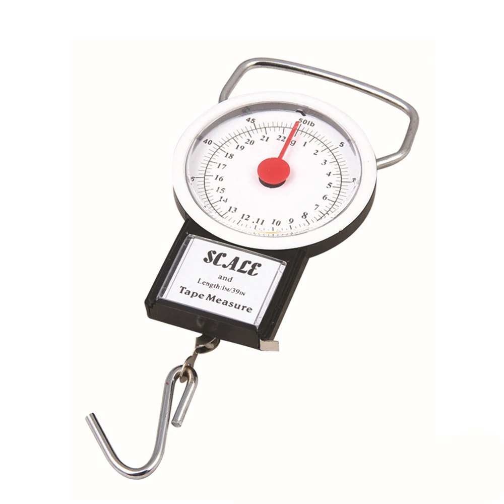 

Portable Fishing Scale 22kg/32kg Mini Dial Weight Balance with Hook Tape Measure for Luggage Baggage Suitcase Travel
