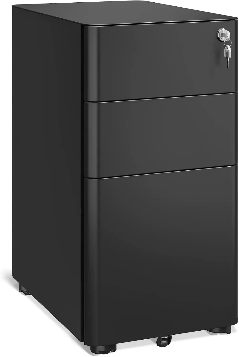 File Cabinet for Home Office, Fully Assembled Filing Cabinet 3 Drawer Rolling File Cabinets with Lock, Small Mobile File Storage