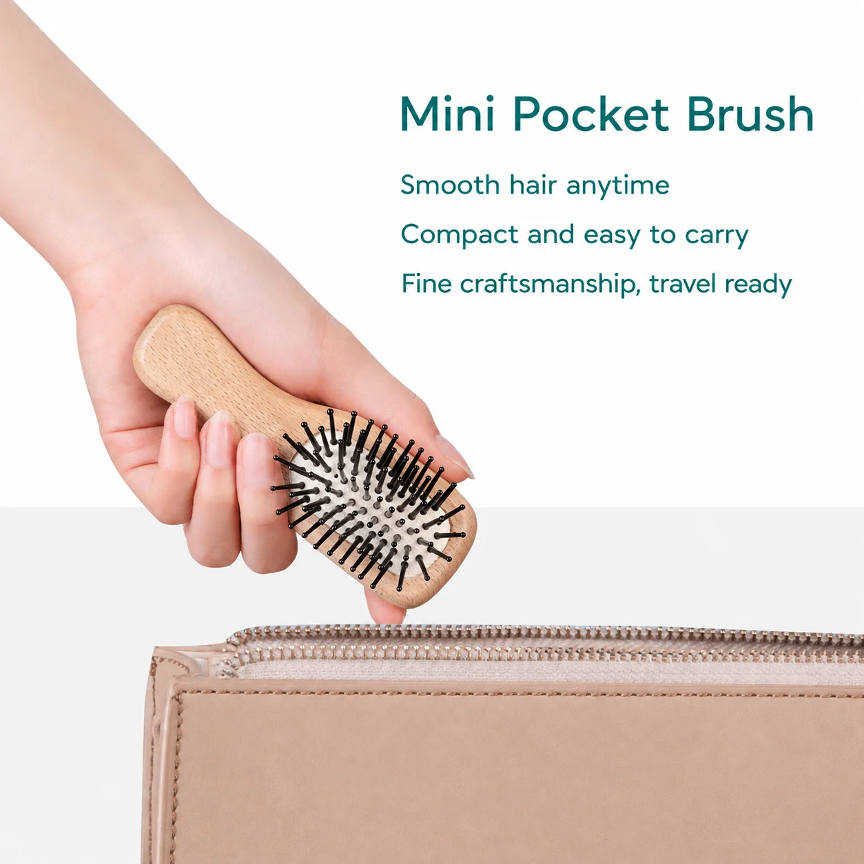 Bamboo Hair Brush - Bamboo And Wood Hair Brush, Portable