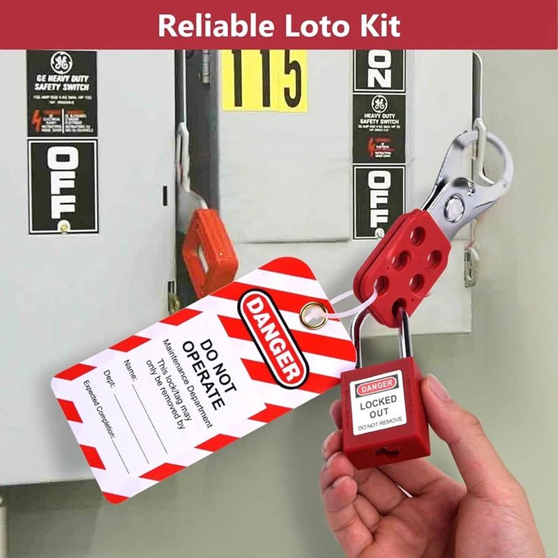 Kit de etiquetado de bloqueo de 56 Uds., seguridad eléctrica con bloqueo de disyuntor con abrazadera, para electricidad/industrial/mecánica