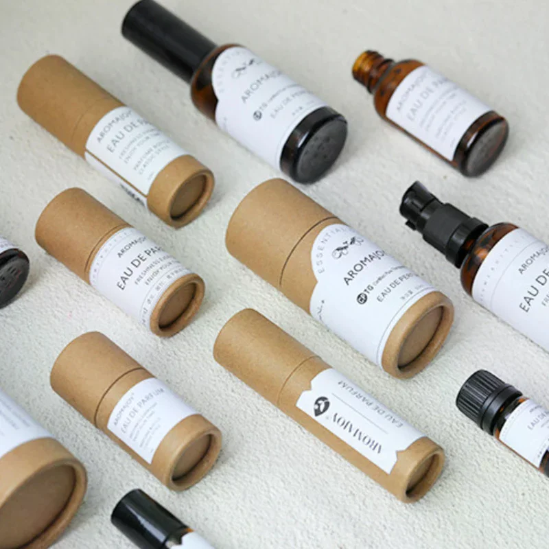 1pcs Accessory Empty Thick Round Cowhide Paper Tube Essential Oil Roller Bottle Packaging Box for Perfume Container