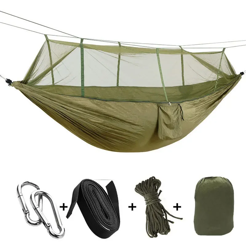 

Outdoor Camping Hammock with Mosquito Net 1-2 Person Hammock High Strength Parachute Swing Bed for Outdoor Hammock for Camping