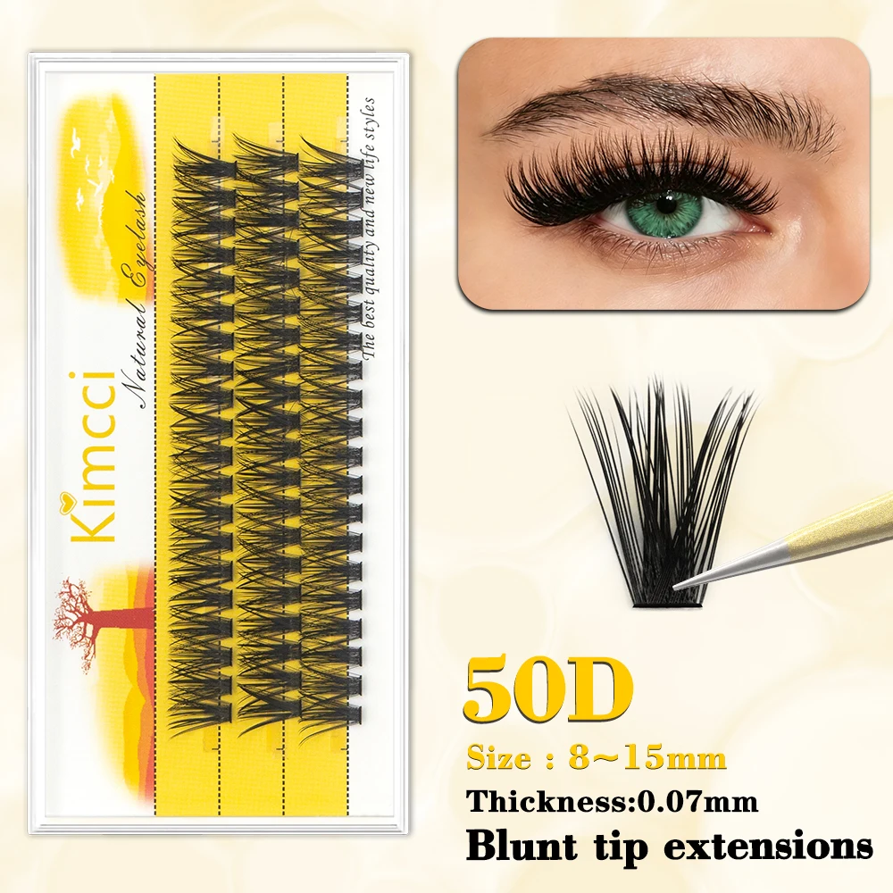 Cils naturels volumineux Kimcci à pointe arrondie, doux et volumineux, faux cils 50D 3D sans cruauté pour un usage quotidien, faciles à appliquer
