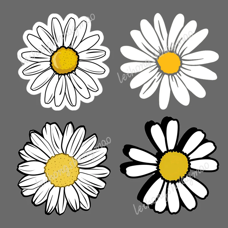 

Simple Daisy Car Stickers for Laptops Windows Windshields Cars Motorcycles Decorative Accessories Vinyl Stickers