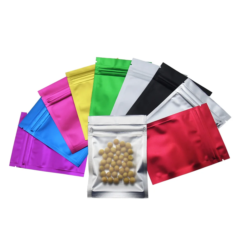 

100pcs/lot Self Seal Matte Surface Colored Zip Lock Aluminum Foil Bags Frosted Clear Plastic Zipper Top Self Seal Mylar Pouch