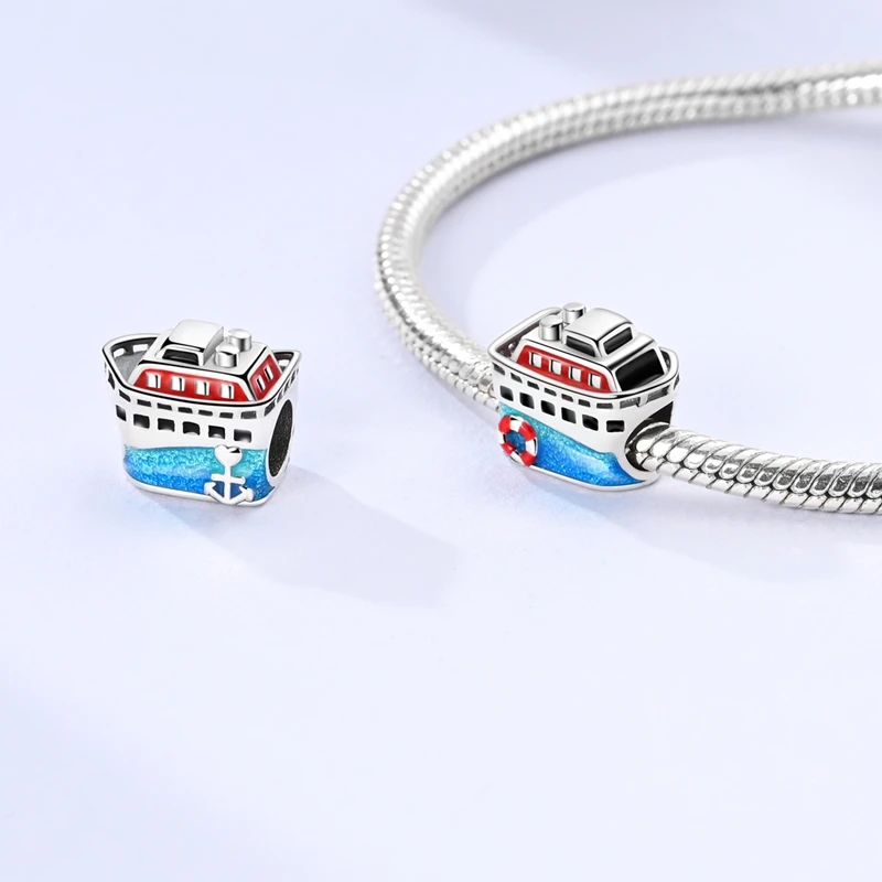 925 Sterling Silver Blue Devil Eyes Charms Airplane Globe Earth Suitcase Travel Fit Original Bracelet For Women DIY Jewelry Bead