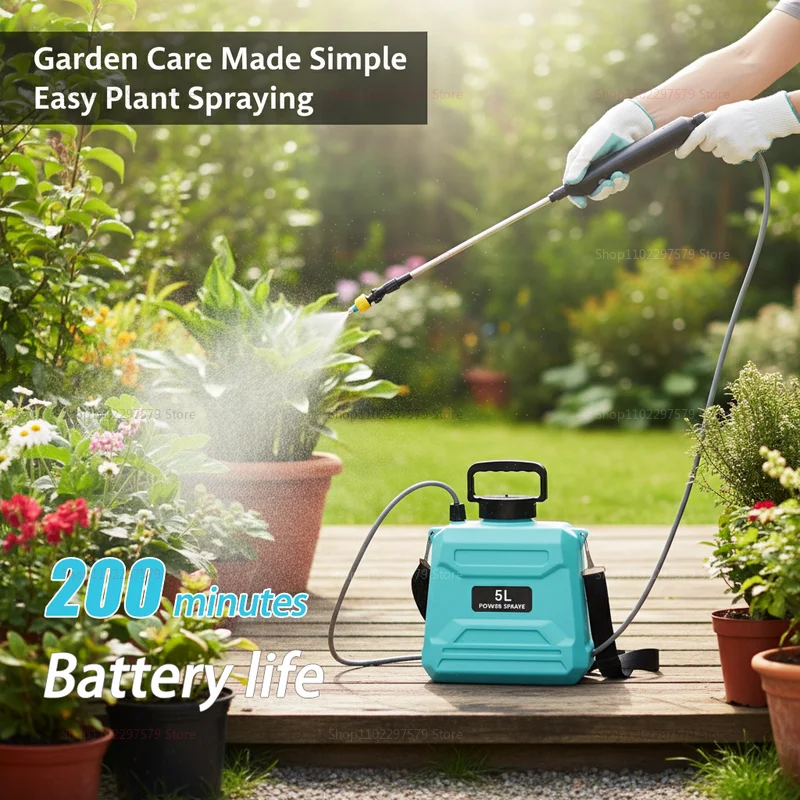 

5L Backpack Electric Agricultural Sprayer High Pressure Disinfection Pesticide Spray for Farming Garden Green Blue