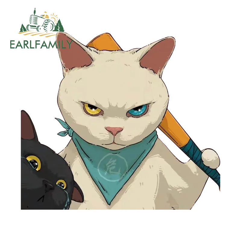 EARLFAMILY Maoyou Cat Chibi Cartoon Reflective Car Stickers Scratch-Proof Caravan Motorcycle Windows Decal Vinyl Car Accessories