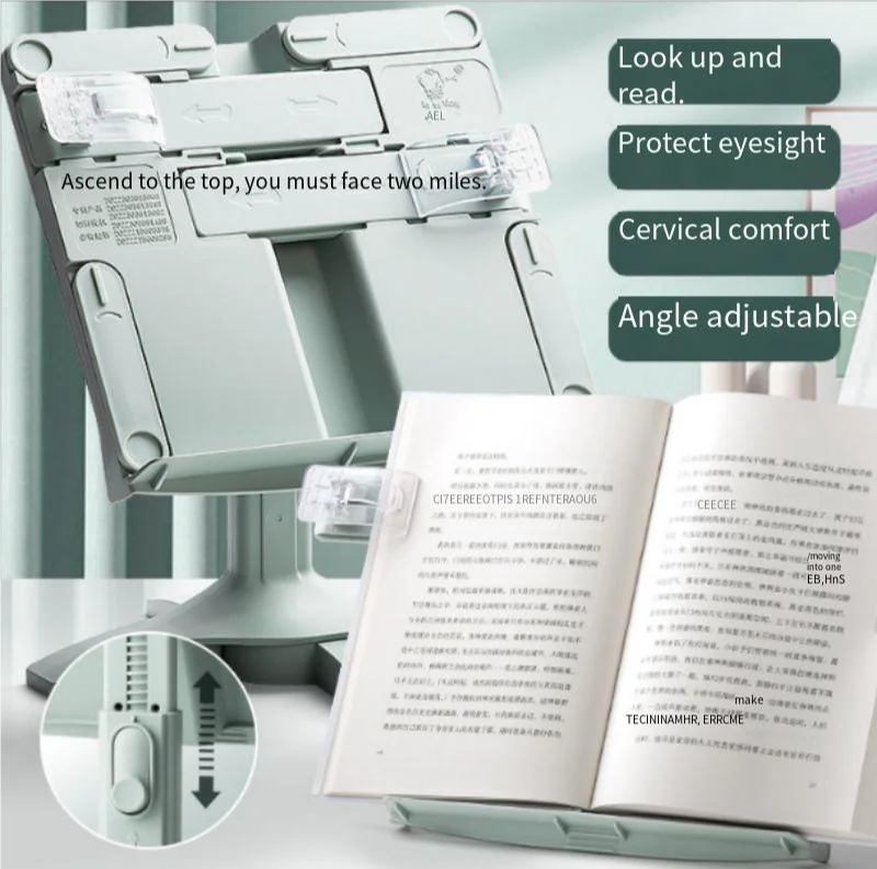 Height-adjustable reading stand for children, book holder for desks, multi-functional reading bookshelf