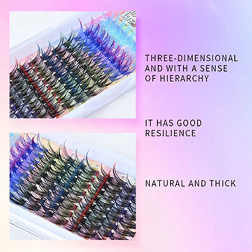 Reusable Colorful Gradient False Eyelashes Glitter DIY Individual Grafting Eyelashes Glitter False Eyelash Beauty