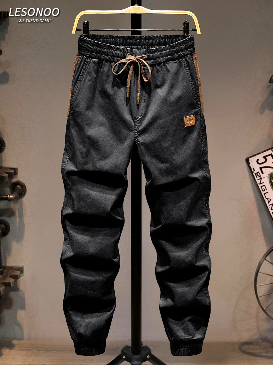 

Мужские повседневные брюки Slim Fit с эластичным поясом, молодежные, в стиле Color Block, с эффектом сборки, модные, для уличной моды, удобные, из хлопка