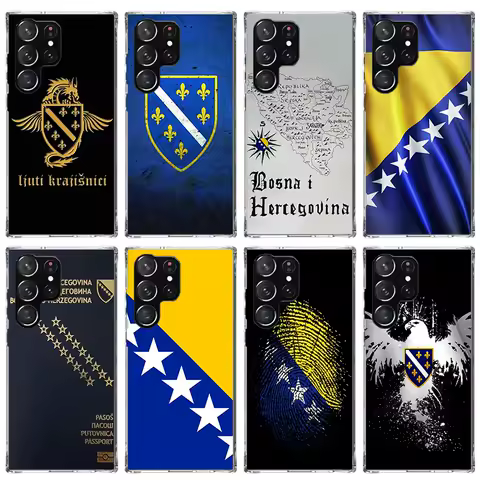 Bosnia And Herzegovina Flag Phone Case For Samsung Galaxy S25 S24 S23 Ultra S22 Plus S21 S20 FE S10 + Soft TPU Back Cover Funda