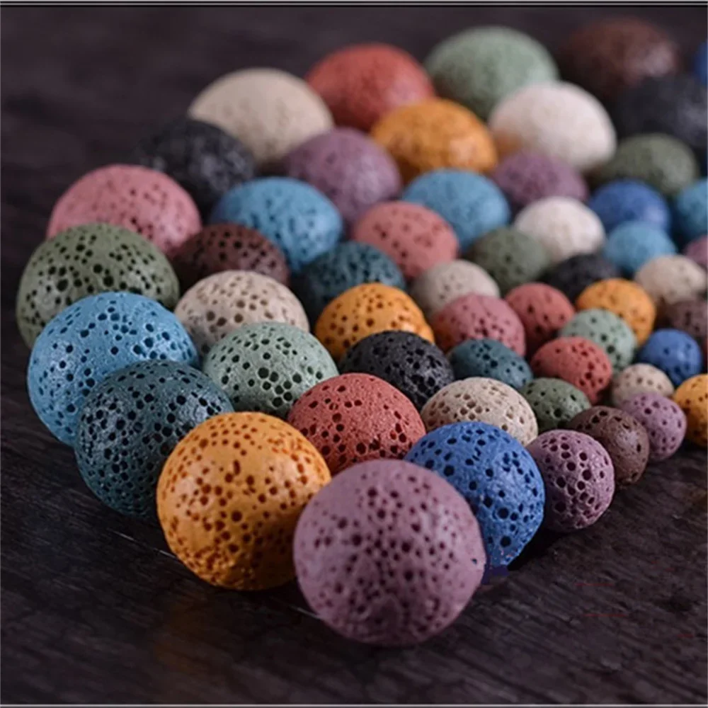 

8-10mm Natural Stone 19 Colour Volcanic Lava Rock Round Beads for Jewelry Making DIY Necklace Bracelet Earring Charm Beading