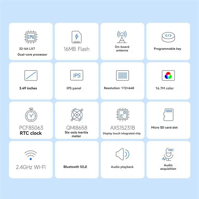 딥시크 샤오지 AI 채팅 로봇 박스 N16R8 개발 보드 3.49인치 LCD 터치스크린, Wi-Fi, BLE 5 ESP32-S3 포함