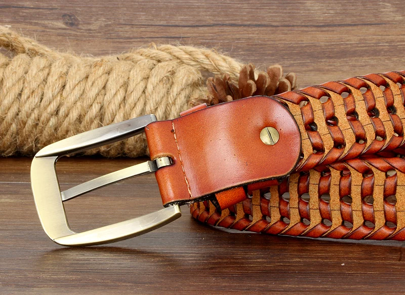 Männer Und Frauen Gürtel Aus Echtem Leder Weibliche Luxus Strap Gürtel Kummerbund Gewebt Gestrickte Qualität Hohe Jeans Hosen Zubehör – Detail 11