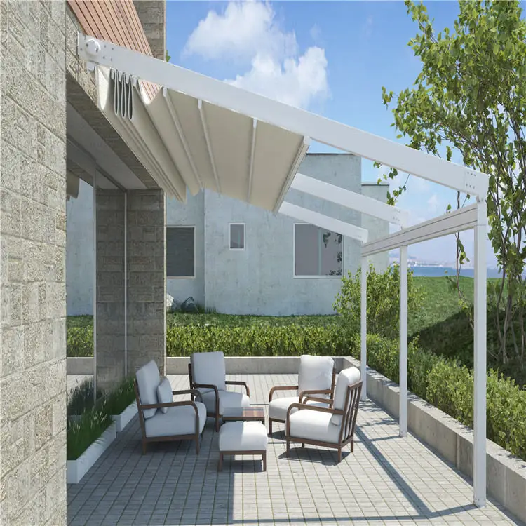Automatic Pergola PVC Fabric Patio Cover Outdoor Wind Resistance Pergola