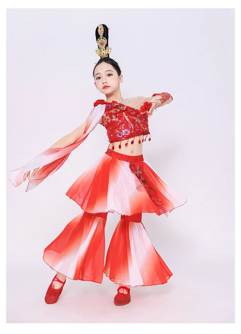 New children's classical dance performance costumes, lotus flowers, Dunhuang flying sky ethnic dance performance costumes