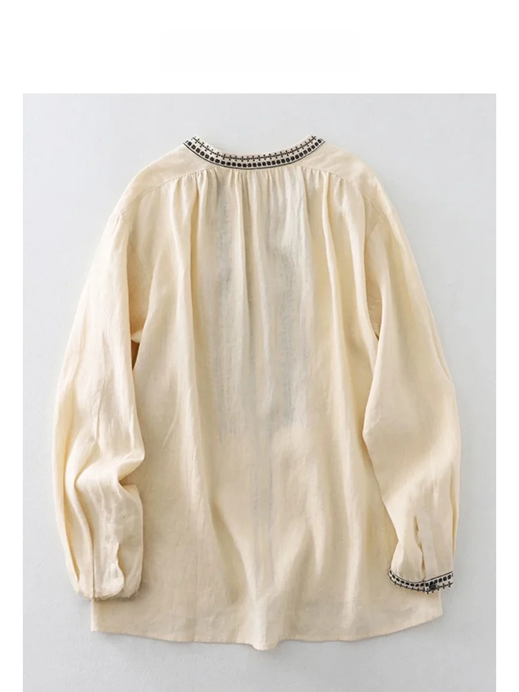 Chaber n Sle Algodão Puro Bordado redondo Ne irt Vintage Cintura Alta Longo Sve Feminino Faion Verão Nova Chegada