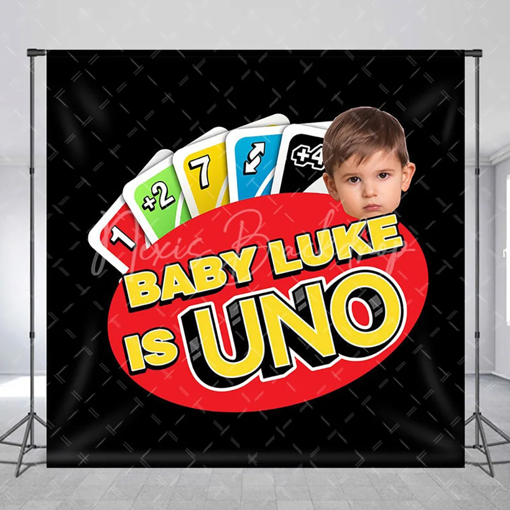 Personalisierte Namens- und Nummernkarten-Spielkarten-Party-Kulisse, bunter Fotohintergrund im Uno-Stil, Studio-Wanddekoration
