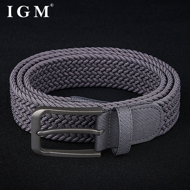 Men\'s metal pin buckle casual fashion high quality elastic jeans canvas stretch woven belt