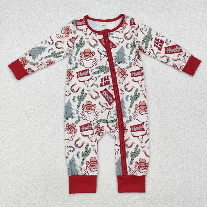 8.21y Baby boys romper boutique wholesale tractor pattern teal zipper long sleeve bamboo onesie