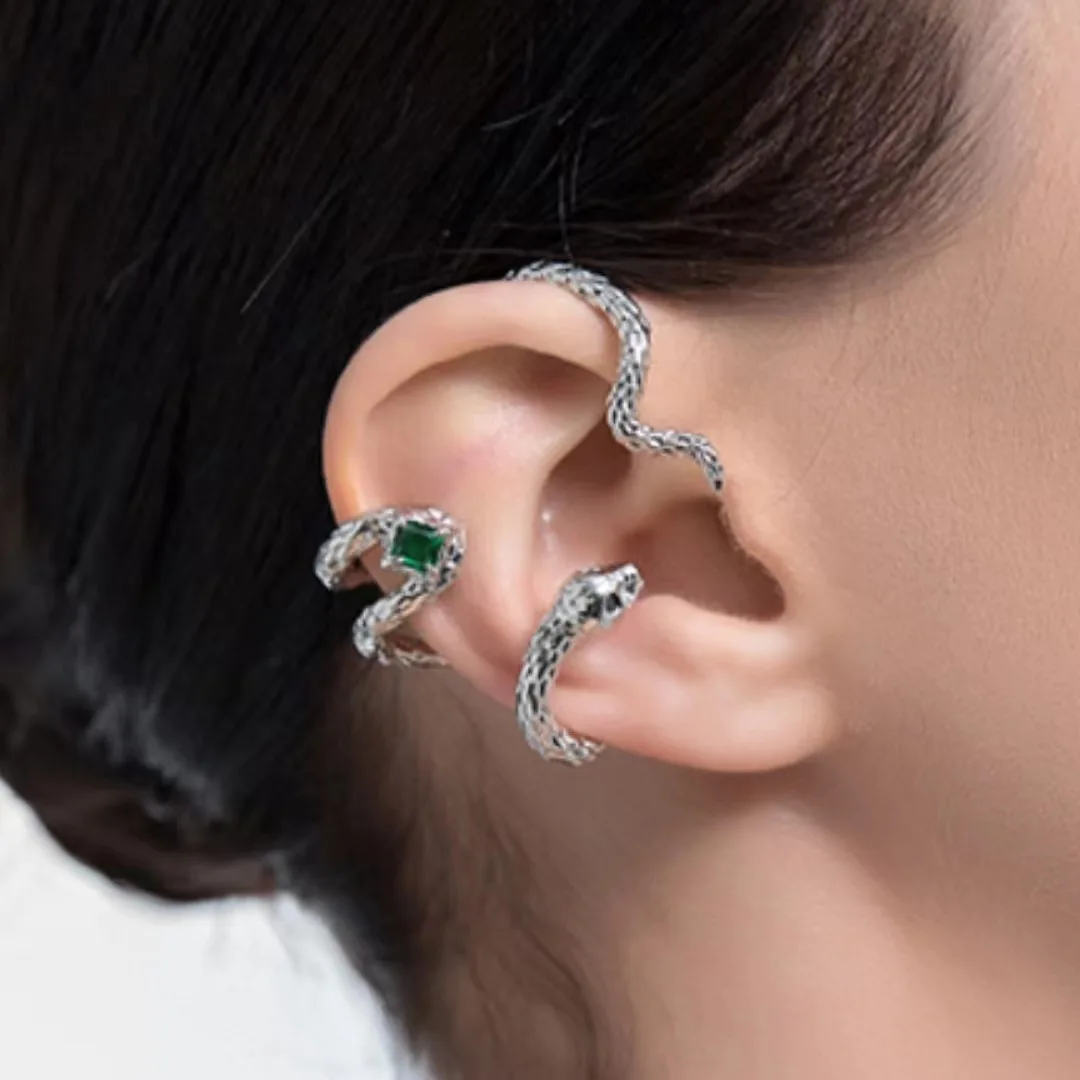 New Fashion Snake Ear Clip Butterfly Versatile Rhinestone Punk Earless Piercing Earring for Women Men Couple Jewelry
