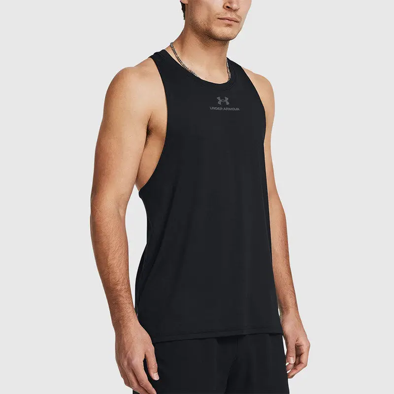 2026 Sport Under Armour 1382802-001 Black Breathable Loose Sports Tank Top Sweat Wicking Fitness Sleeveless Shirt