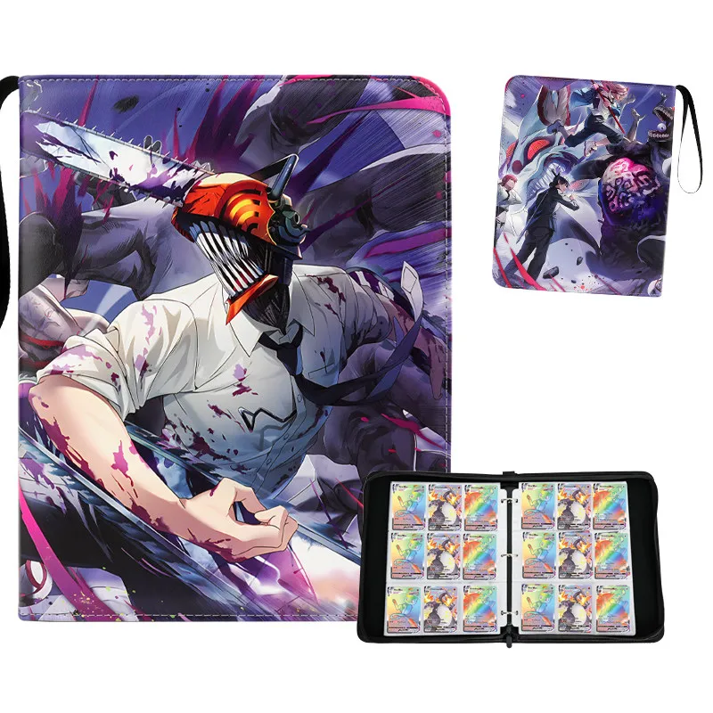 400pcs-900pcs-anime-chainsaw-human-renee-edition-movie-peripheral-cards-large-capacity-leather-storage-book-gift-toys