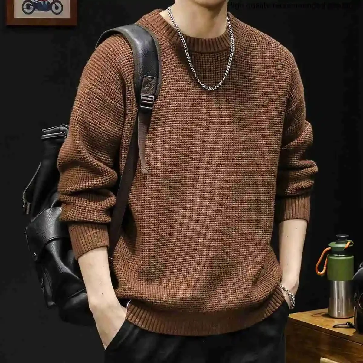 retro trui heren winter Amerikaans 2025, nieuw lui trendmerk, binnenkleding, losse grote maat warme jas, herfst- en winterstijl