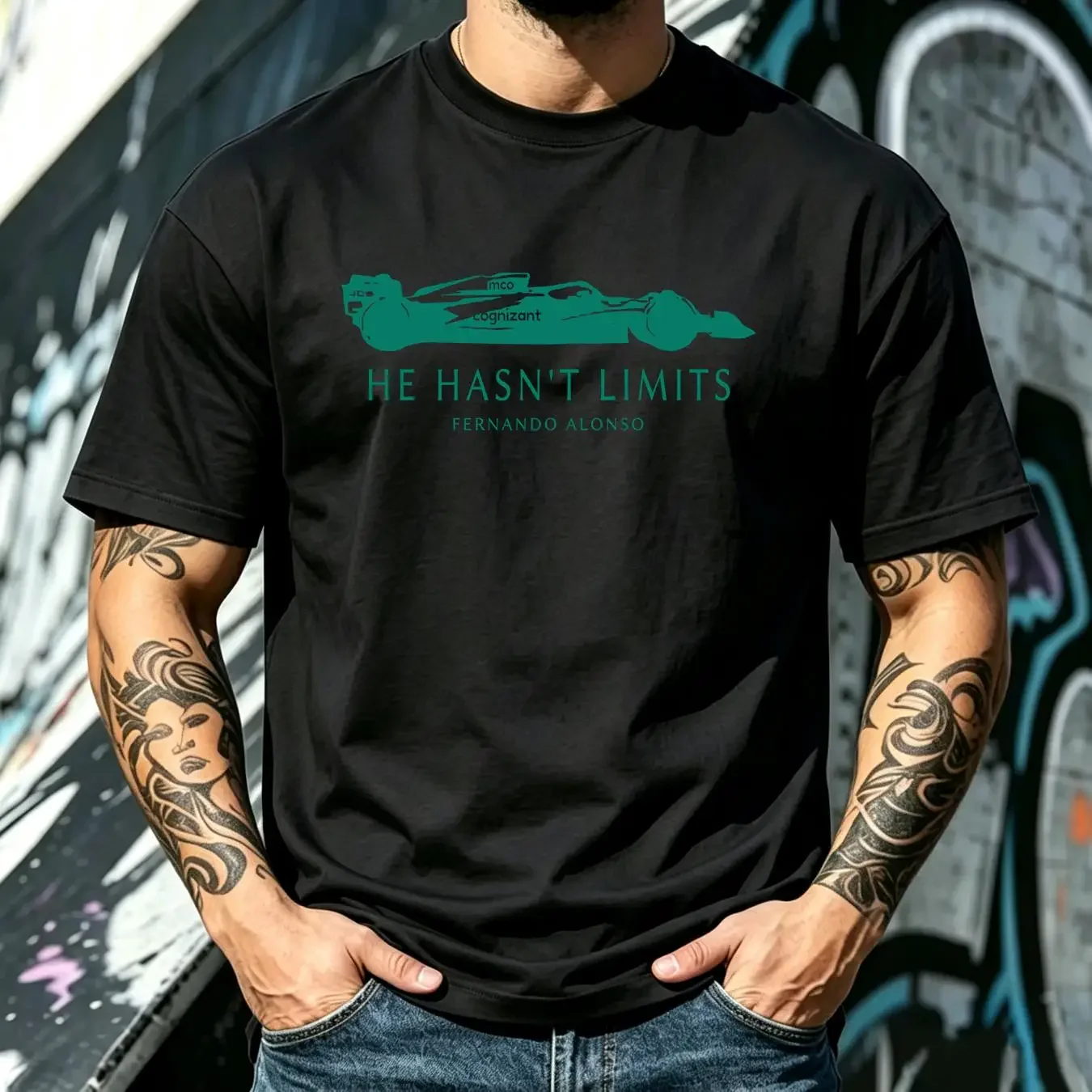 washed T Shirt with Fernando Alonso car design long or short sleeves vintage Washed Stylish Breathable Versatile Comfortable