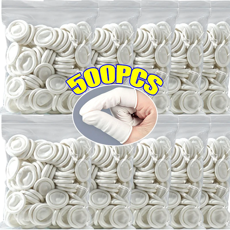 Dedales de látex blanco sin polvo con guantes protectores antiestáticos para la yema del dedo herramienta para decoración de uñas goma Natural para pieles sensibles