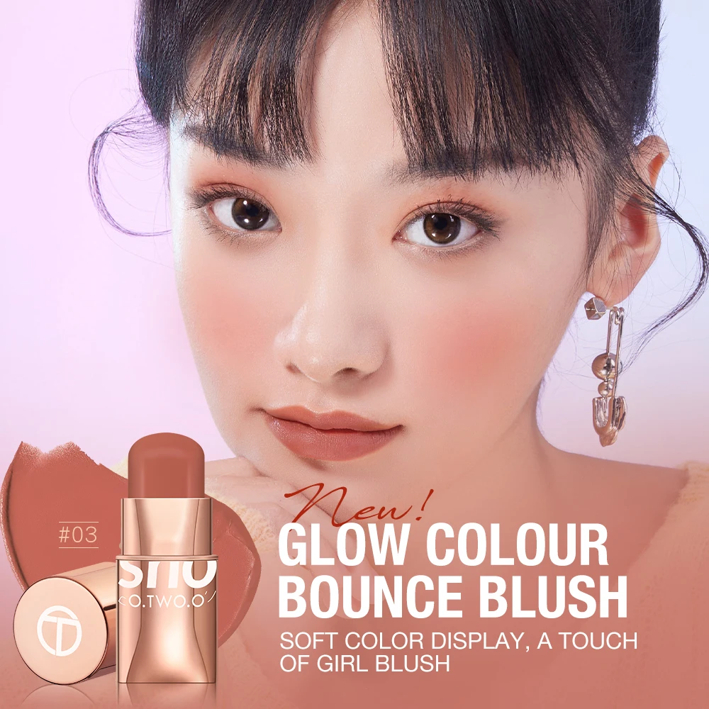 O.TWO.O 3-in-1 Lipstick Blush Eyes Shadow Multifunctional Makeup Waterproof Lightweight Lip Stick Cheek Cream Smooth Texture