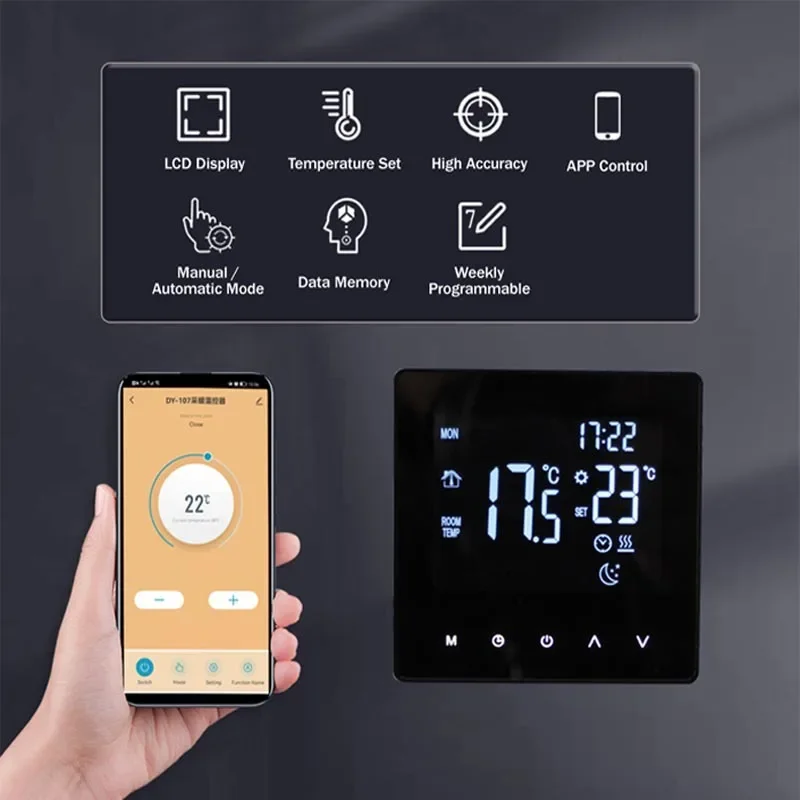 Intelligent water floor heating electric floor heating wall mounted furnace temperature controller LCD temperature control panel