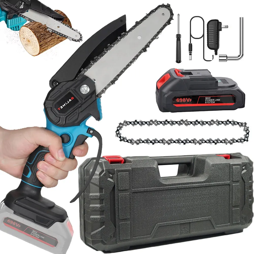 STONEGO Mini Rechargeable Portable Lithium Chain Saw Powerful Logging Single Hand Saw Cordless Home Use Wood Cutting Tool