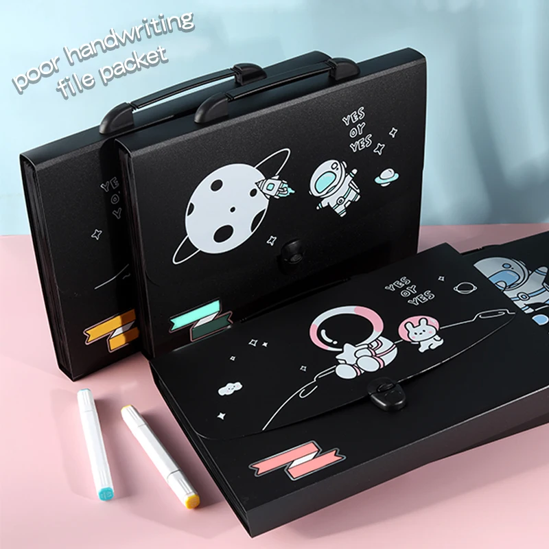 A4 13-Pocket Accordion File Folder - Cute Large-Capacity Student Exam Organizer with Handles