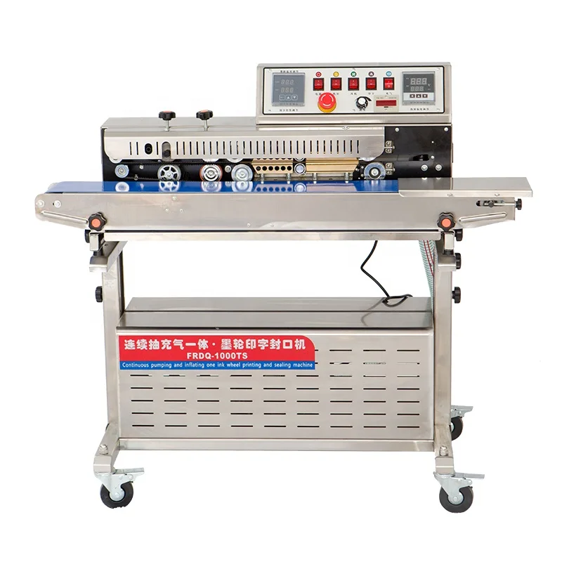 

Yujun Nitrogen Flushing Vacuum Sealing Automatic Continuous Bag Band Sealer Sealing Machine With Ink Jet Printer