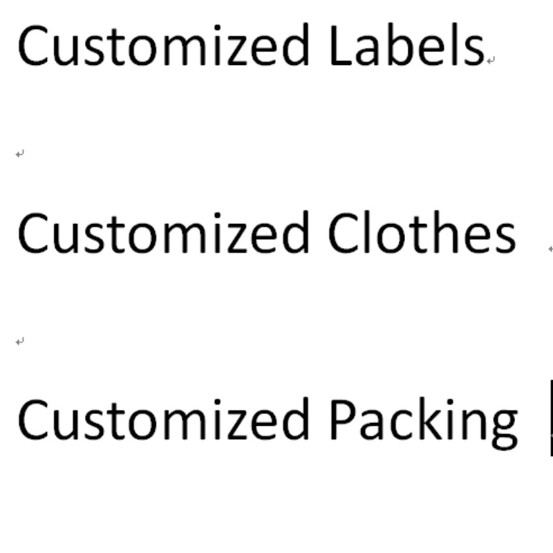 Customized Clothes, Customized Labels, Customized Packing, Freight Difference