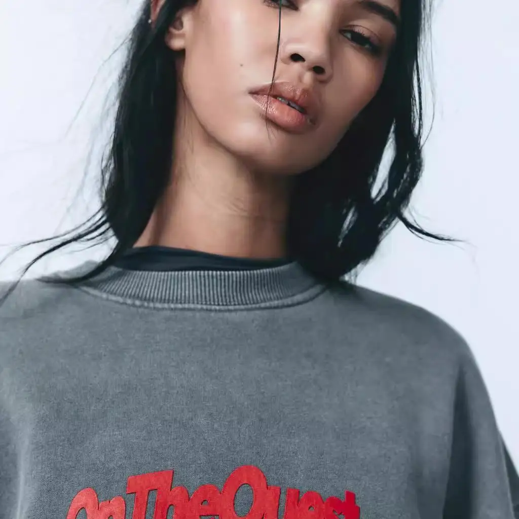 Autunno Inverno Donna rotonda Ne Long Sve Felpa Acqua Wa Effetto Cupido Stampa Casual Dolce Sle Streetwear