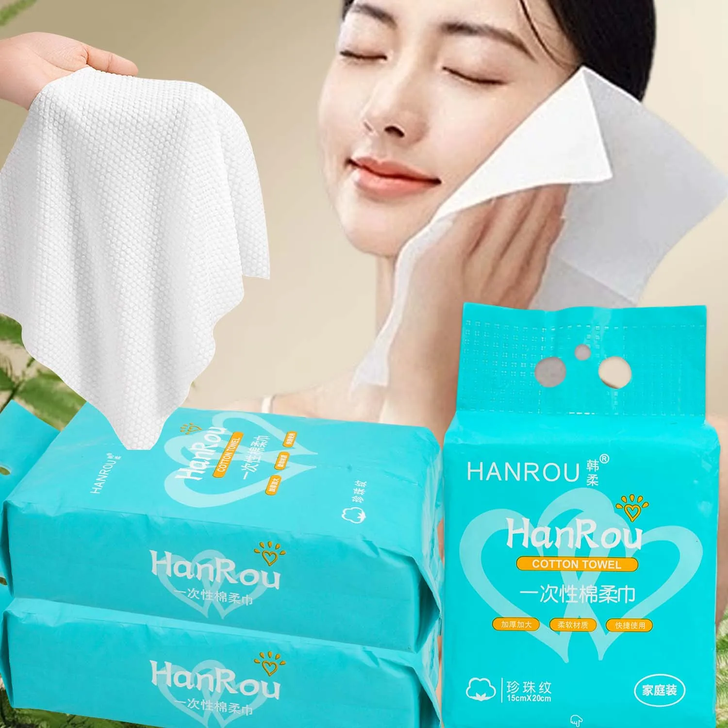 20/180pcs 일회용 페이스 타올 부직포 부드러운 흡수성 메이크업 리무버 물티슈 여행 스파 가정용 건식 습식 면 티슈