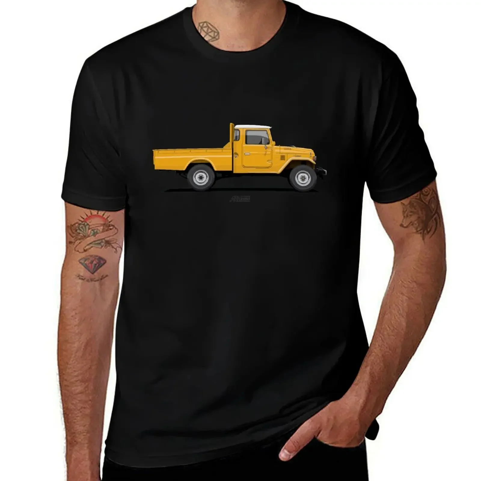 Land Cruiser FJ45 Pick Up Yellow T-Shirt anime shirt luxury t-shirt T-shirts oversize blue archive plain black t shirts men