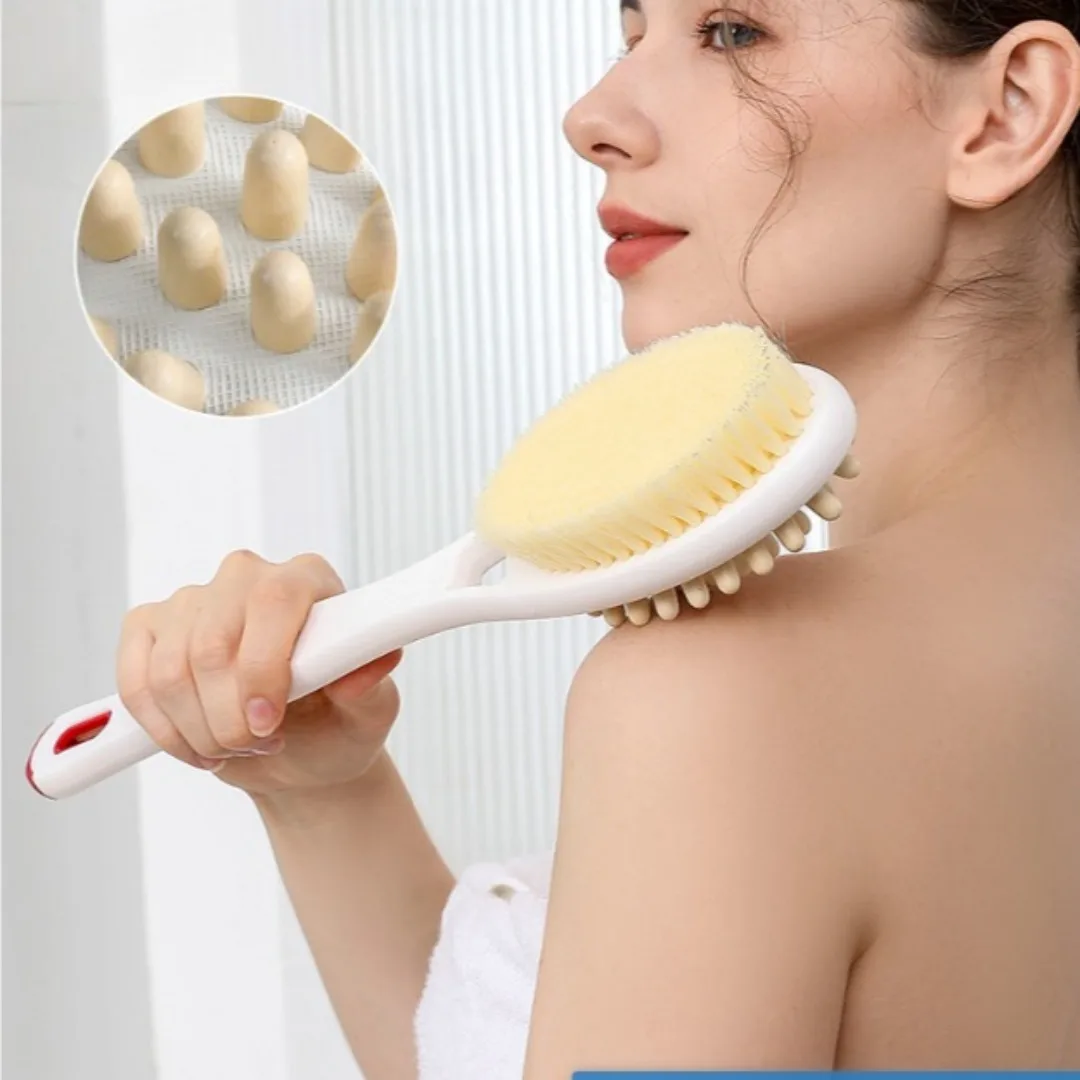 

Handheld Shower Brush Back Scrubber Natural Wooden Wet Dry Skin Body Brush Soft Bristle Exfoliating Bath Massager Bath Tools