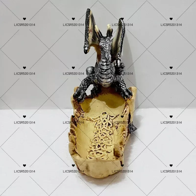 Creative Dragon Skull Entryway Storage Statue Resin Key Storage Tray Retro Fantasy Home Decor Entryway Study Decorative Statue